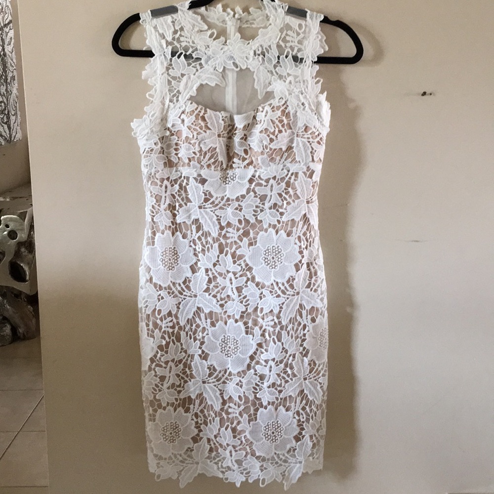 Betsy & Adam White Lace Dress